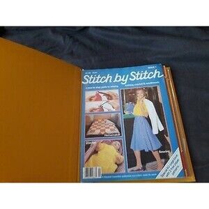 Vtg 1982 Marshall Cavendish Stitch by Stitch booklets LOT binder 1-14 sew knit